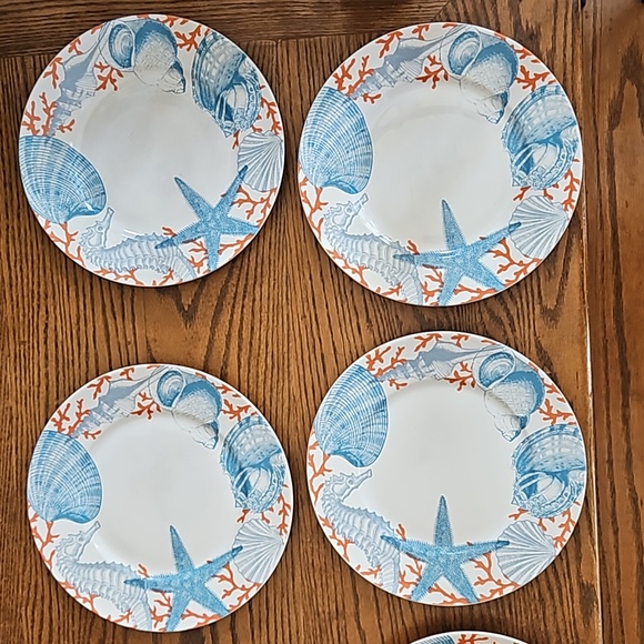 Set of 6 ~ 222 Fifth Coastal Living "Grenada" 11 Inch Dinner Plates - Picture 10 of 11